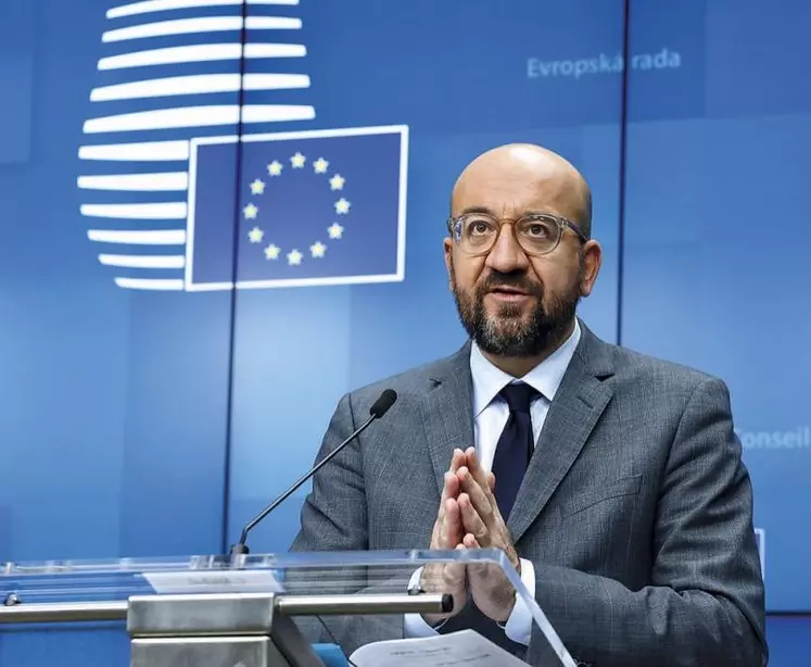 Charles Michel en conférence de presse, président du Conseil européen.