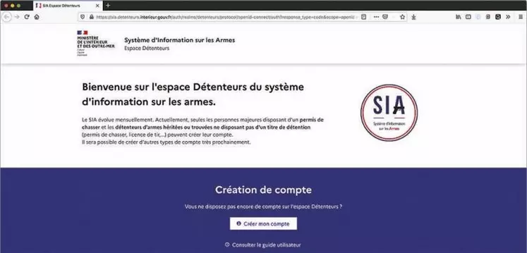 Tous les chasseurs de France doivent avoir ouvert un compte SIA (Système d’information sur les armes) pour déclarer leurs armes en ligne avant le 31 décembre 2023.