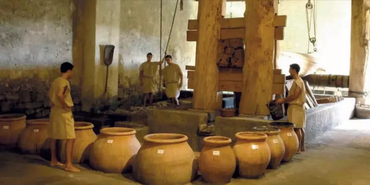 Le Mas des Tourelles a "remis en situation pour retrouver les gestes ancestraux" de la fabrication du vin.