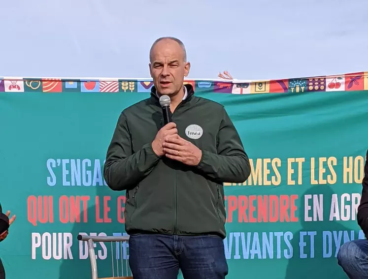 Arnaud Rousseau, président de la FNSEA présent à Lyon sur la manifestation des agriculteurs du Rhône.