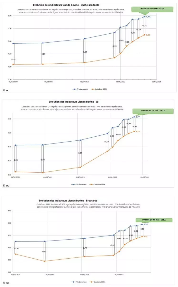 Des écarts entre les cotations et le prix de revient subsistent dans toutes les catégories d'animaux.