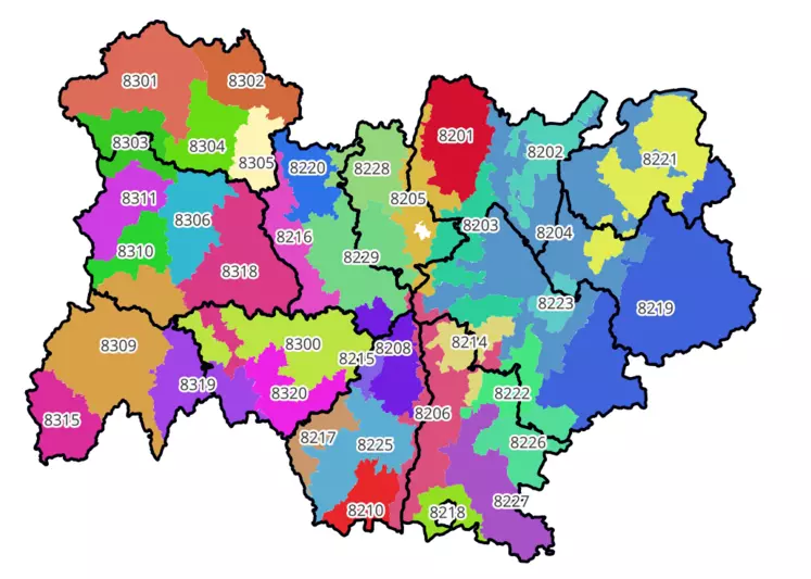 carte des petites régions ISOP fourrage herbe