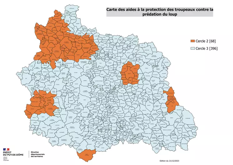 carte du puy de dôme avec classement prédation