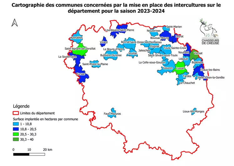 Carte des intercultures en Creuse.