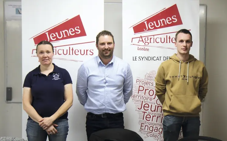 Élodie Joubert, secrétaire générale, Hervé Boudon, président des JA, et Pierre Privat, trésorier