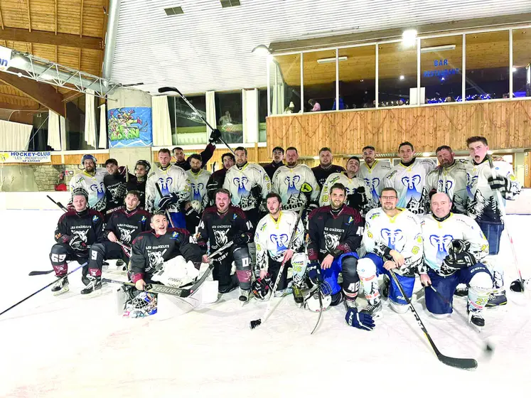 Équipe de hockey sur la patinoire.