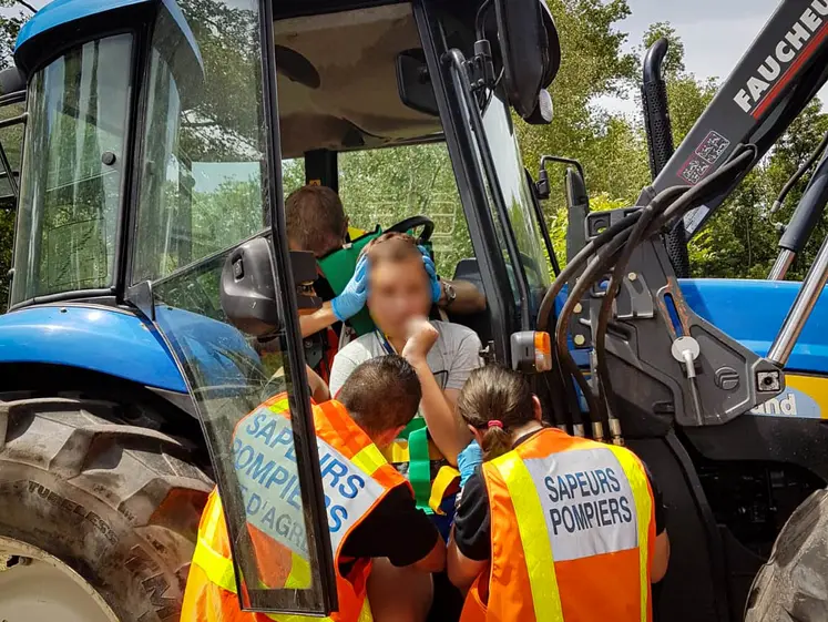 accident de tracteur pompier