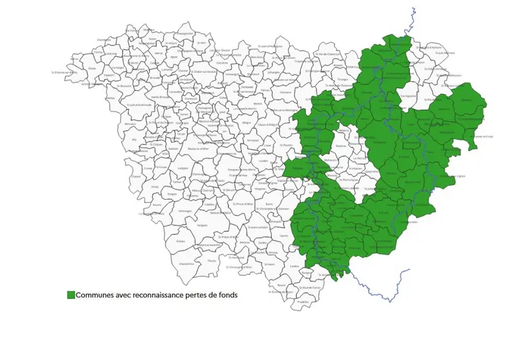 La carte des 66 communes concernées.