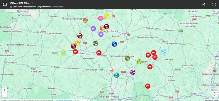 Vue d'une carte interactive sur un site internet