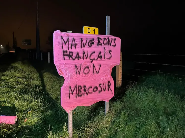 non au mercosur sur une pancarte