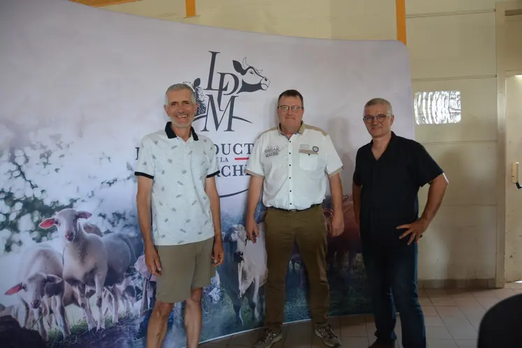 Pascal Picaud, vice-président ovins, Jean-François Aucouturier, président, et Jean-Christophe Dufour, vice-président bovins.