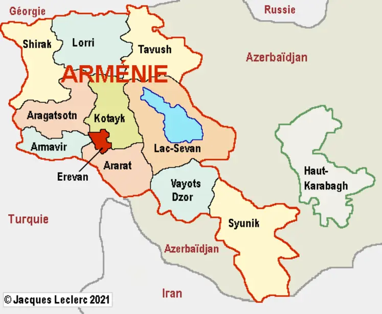 carte de l'Arménie
