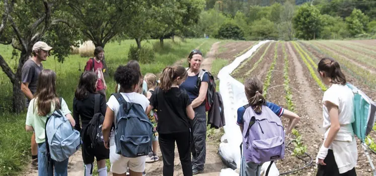 Les élèves de sixième du collège de Florac visite les parcelles du maraîcher Simon Rousset