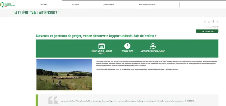 La filière ovin lait recrute
