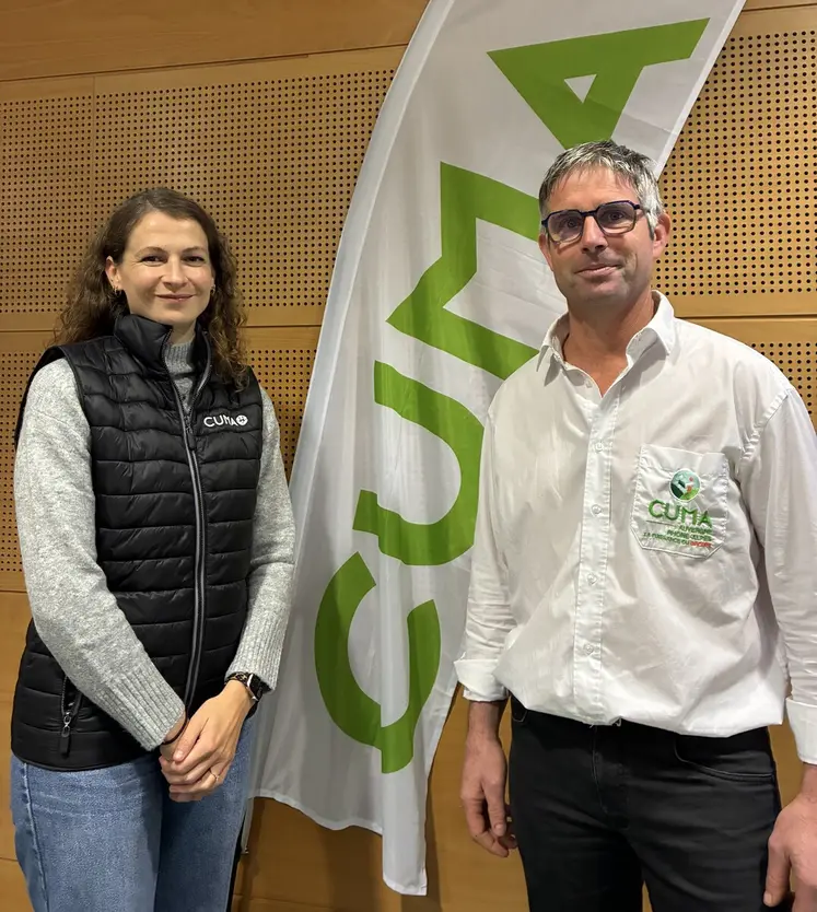 Marine Boyer, présidente de la Fédération nationale des Cuma et Emeric Barbier, président de la Fédération régionale Auvergne-Rhône-Alpes.