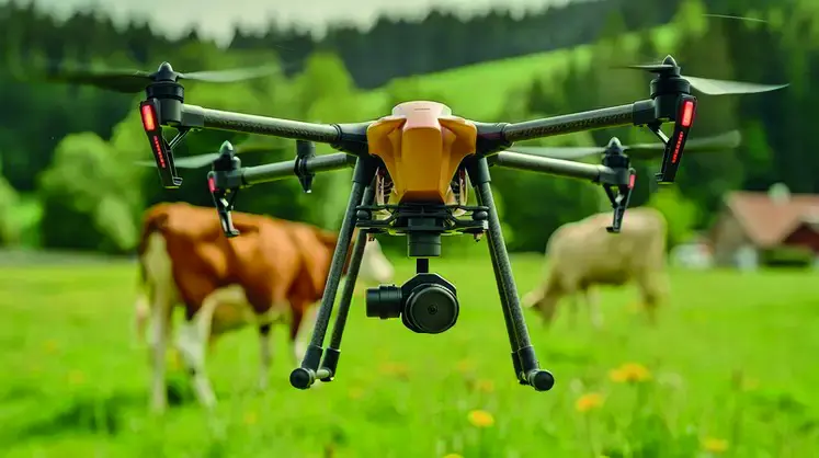 En élevage, les drones peuvent servir à localiser des animaux égarés, détecter des vêlages et des comportements anormaux, estimer la pousse de l'herbe ou encore vérifier l’état des clôtures, des barrières ou des portes. 