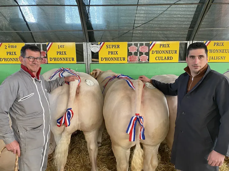 Michel Genin et son fils Vincent avec leurs vainqueurs mâles