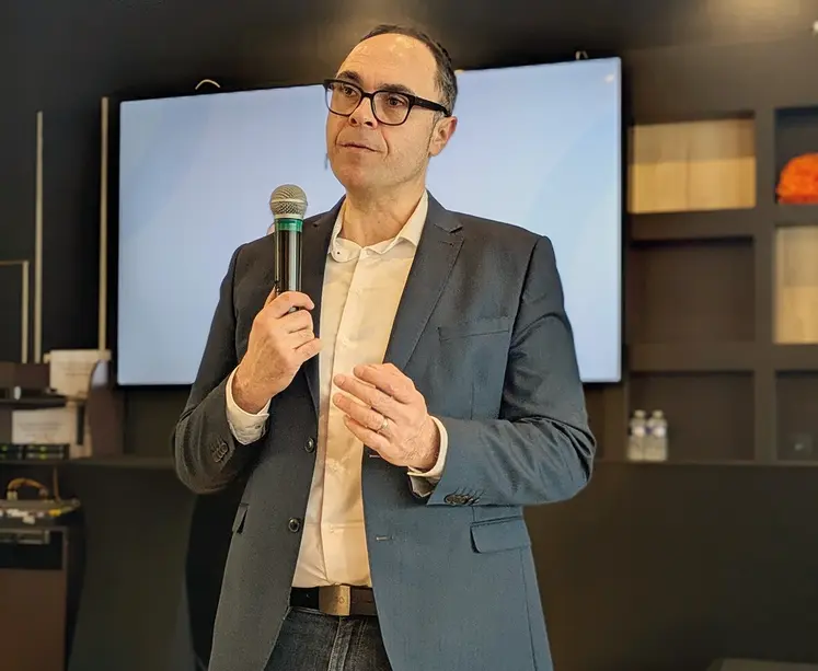 Jean-François Aléo, directeur de l'entreprise de services du numérique Ouidou, a été invité à expliquer comment la data et l'intelligence artificielle peuvent quotidiennement améliorer la performance des élevages.