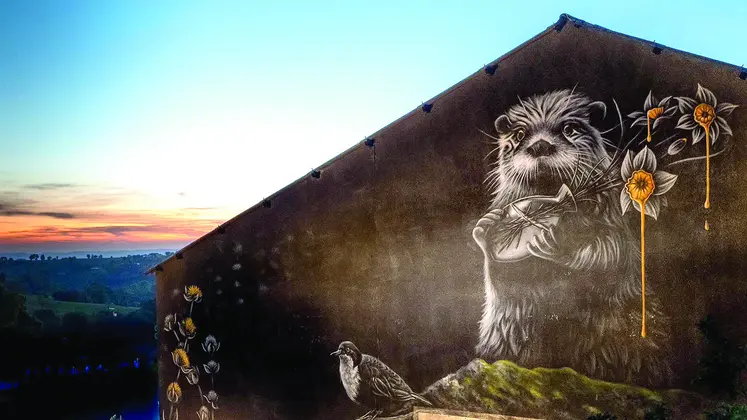 Une marmotte dessinée sur un mur