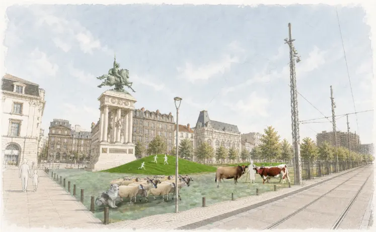 Reconstitution de la place de Jaude au moment de l'évènement Pâture.