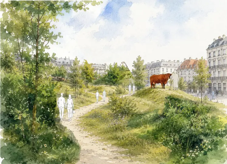 Reconstitution de la place de Jaude au moment de l'évènement Pâture.