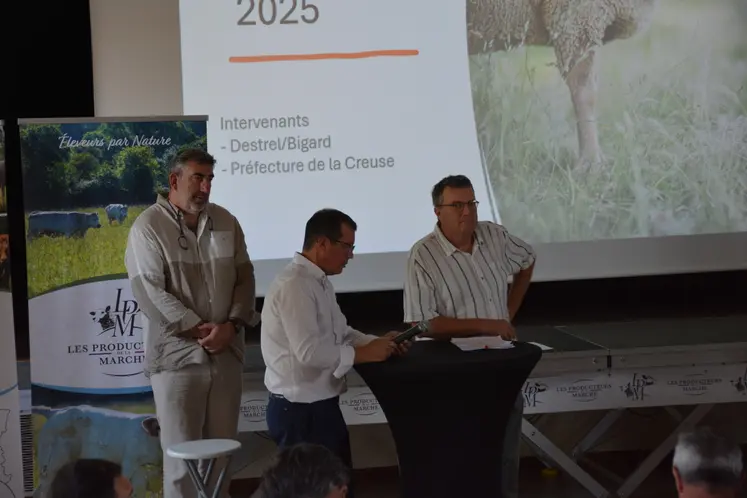 Pascal Hermand, T’Rhéa, Ludovic Duteilh, directeur bovins LPM, et Jean-François Aucouturier, président de LPM.
