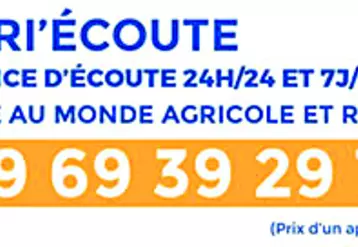 Agri'écoute est un service d'écoute en ligne, proposé par la MSA (prix d'un appel local). Accessible à tout moment, il permet de dialoguer de façon confidentielle avec un écoutant professionnel.