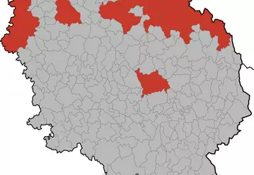 Carte des communes concernées en Creuse.