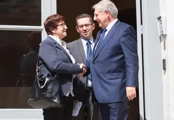 Christiane Lambert, Jérôme Despey et Jacques Mézard après leur entretien le 22 mai 2017, au ministère de l’’agriculture