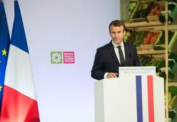 Emmanuel Macron lors de son intervention à Rungis le 11 octobre 2017.