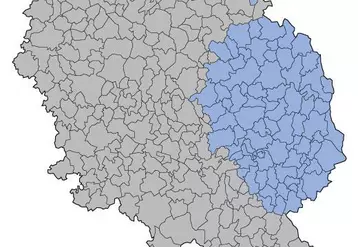 En bleu les communes concernées.