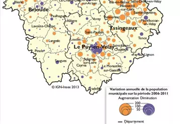 Variation annuelle moyenne de la population entre 2006 et 2011