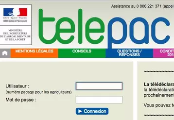 Capture d'écran du site www.telepac.agriculture.gouv.fr