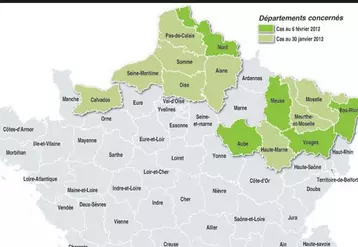 État actuel des contaminations confirmées dans le Nord de la France.
