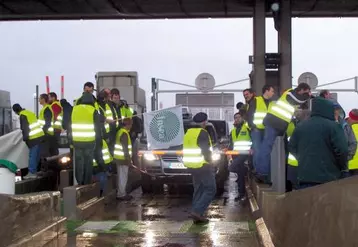 Une soixantaine d’éleveurs du Cantal avaient fait le déplacement à ce carrefour routier des Alpes.