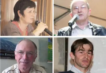 Chantal Cor (en haut à gauche), Marc Chabannier (en haut à droite), Christian Guy (en bas à gauche) et Joël Piganiol (en bas à droite).