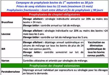 Une vérification de l’adéquation entre les analyses demandées et les besoins réels du cheptel sera effectuée par le vétérinaire en concertation avec l’éleveur. Au-delà des obligations réglementaires, cela permet de répondre aux besoins complémentaires de l’élevage. Cette phase est primordiale 
et demande à être réalisée à chaque intervention.