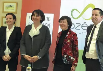 Aurélie Maillols, vice-présidente du conseil régional, Sophie Pantel, Carole Delga et Laurent Suau, vice-président du conseil départemental.