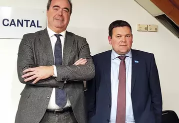 Laurent Ladoux, président de la CCI, a accueilli Sébastien Vidal, président de Limagrain, invité comme grand témoin de la chambre consulaire à Aurillac.