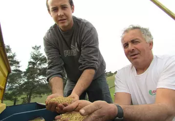 Anthony Agret et son père cultivent 50 hectares de céréales au Massegros.