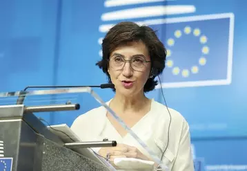 Maria Do Céu Antunes, ministre de l'agriculture portugaise, en conférence de presse lors de la commission Agriculture et pêche de mai 2021.