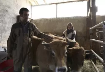 Nicolas Nouet et Fanny Janvier avec leurs deux prétendants : Mimosa et Napoléon.