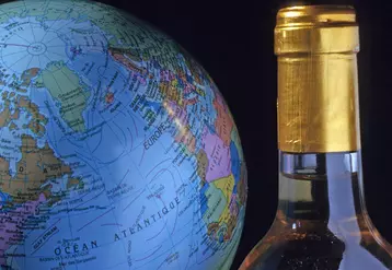 bouteille de vin carte du monde exportation