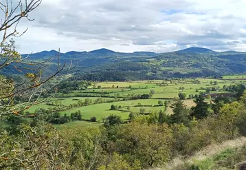 Paysage de campagne avec monts et bocages