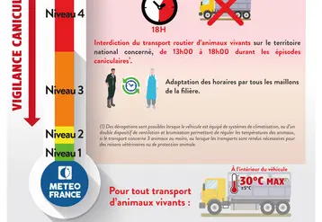 affiche rappelant la réglementation pour le transport des animaux vivants en période de canicule