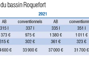Résultats des élevages ovins laitiers du bassin Roquefort