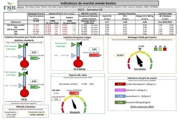 Les indicateurs de marché de viande bovine pour la semaine 26