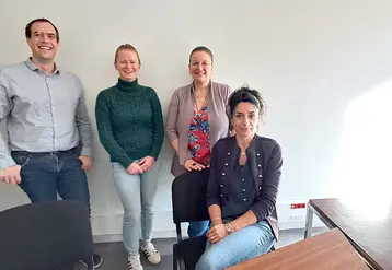 L'équipe administrative de la FDSEA, autour du nouveau directeur Jérémy Convers : Chloé Rochette, Géraldine Cor et Christelle Maître (de gauche à droite).