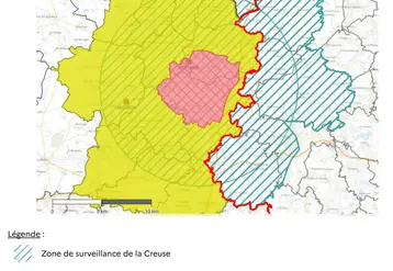 Zone réglementée grippe aviaire en Haute-Vienne et Creuse au 27 novembre 2025.