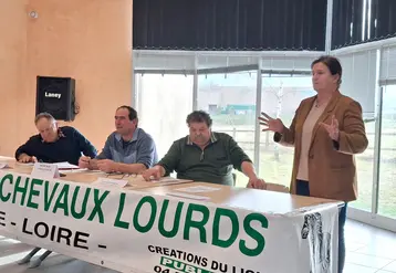 Les membres du conseil d'administration autour de Vincent Faure, président. Intervention d'Élisabeth Laugais sur le plan filière